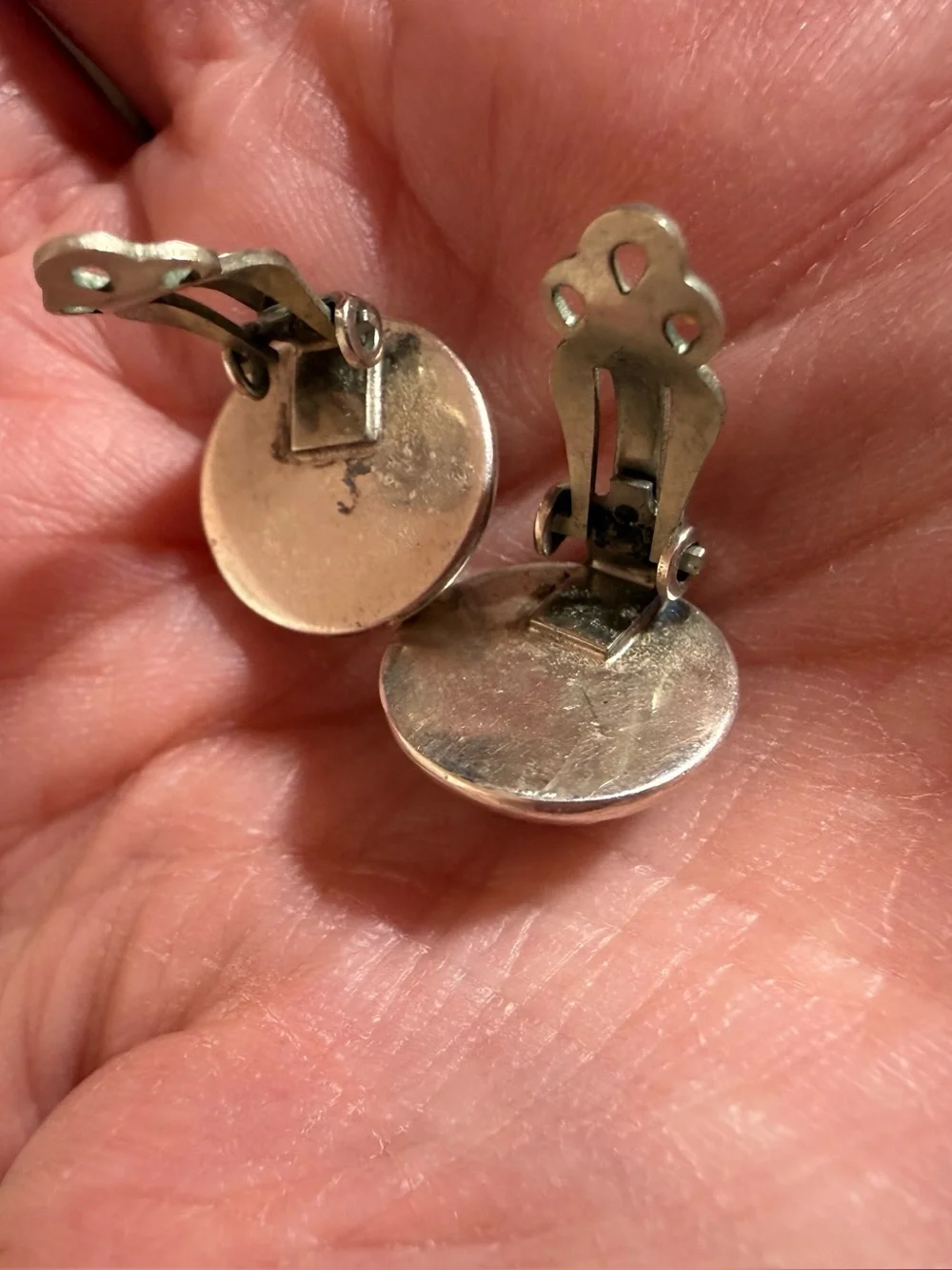 Native American Navajo Sterling silver Signed hand stamped small clip earrings